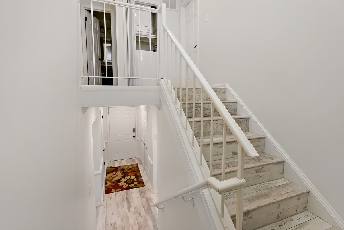 Stairs leading to the bedrooms
