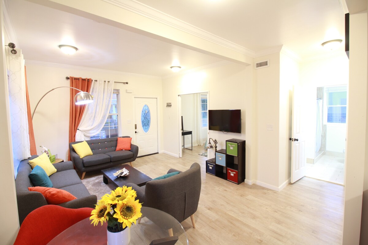 The first door on the right side of the picture is the bathroom and 2nd bedroom 