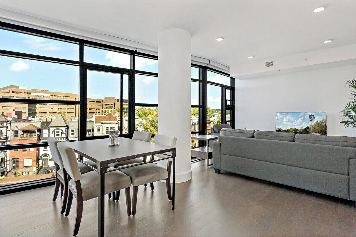 Furnished living area in a Pure Voyage Washington, D.C. stay